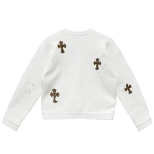 Chrome Hearts White&Leopard Cross Patch Crewneck Sweatshirt