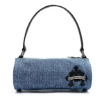 Chrome Hearts Blue Leather Cross Patch Pony Hair Cow Stripe Grinds Mini Shoulder Bag