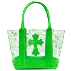 Chrome Hearts Green PVC Leather Cross Tote Bag