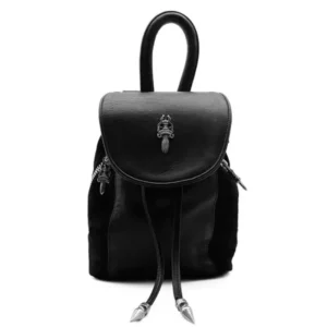 Chrome Hearts Silver Dagger Suede Black Bucket Backpack